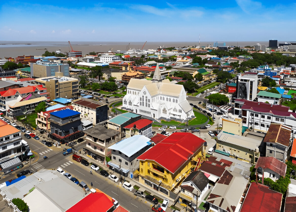 Aerial photo Georgetown Guyana colonial architecture